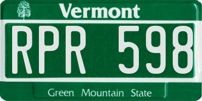 VT license plate RPR598
