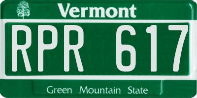VT license plate RPR617