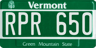 VT license plate RPR650