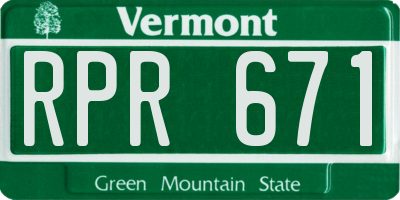 VT license plate RPR671