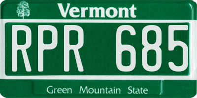 VT license plate RPR685