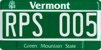 VT license plate RPS005