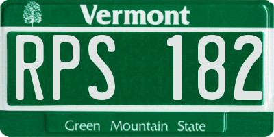 VT license plate RPS182