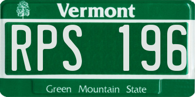 VT license plate RPS196