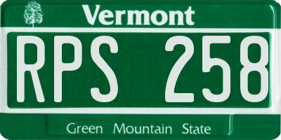 VT license plate RPS258