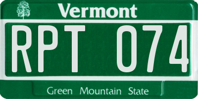 VT license plate RPT074