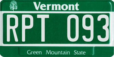 VT license plate RPT093