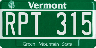 VT license plate RPT315