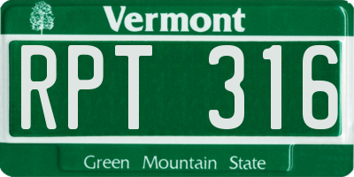 VT license plate RPT316