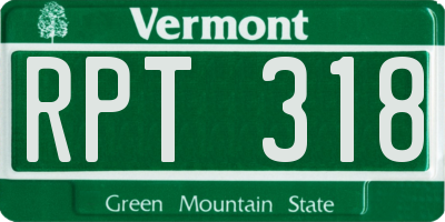 VT license plate RPT318