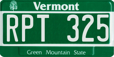 VT license plate RPT325