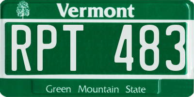 VT license plate RPT483