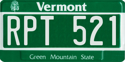 VT license plate RPT521