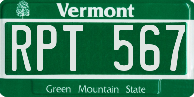 VT license plate RPT567