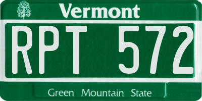 VT license plate RPT572