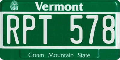 VT license plate RPT578