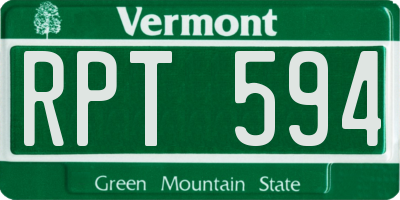 VT license plate RPT594