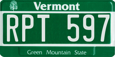VT license plate RPT597