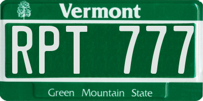VT license plate RPT777