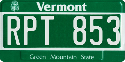 VT license plate RPT853