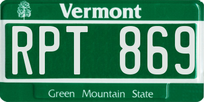 VT license plate RPT869