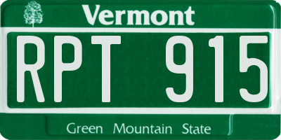 VT license plate RPT915