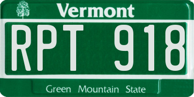 VT license plate RPT918