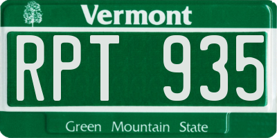 VT license plate RPT935