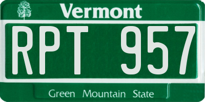 VT license plate RPT957