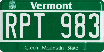 VT license plate RPT983