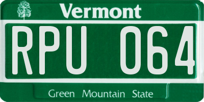 VT license plate RPU064