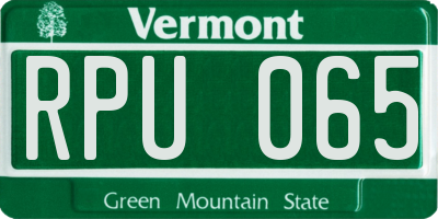 VT license plate RPU065