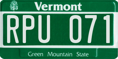 VT license plate RPU071