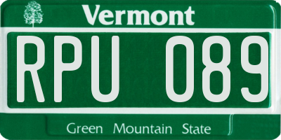 VT license plate RPU089
