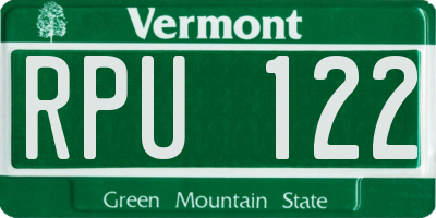 VT license plate RPU122