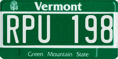 VT license plate RPU198