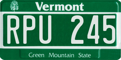 VT license plate RPU245