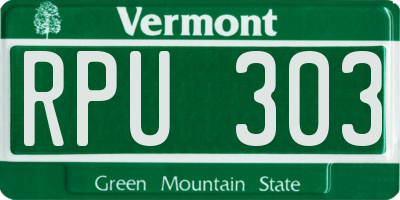 VT license plate RPU303