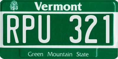 VT license plate RPU321