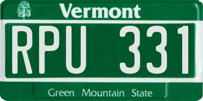 VT license plate RPU331