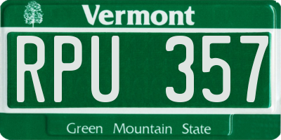 VT license plate RPU357