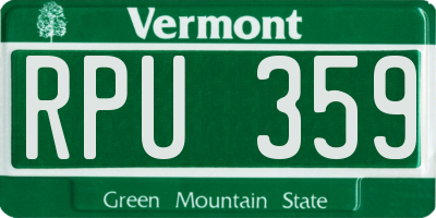 VT license plate RPU359
