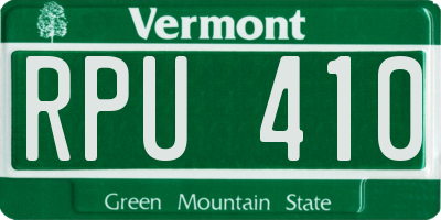 VT license plate RPU410