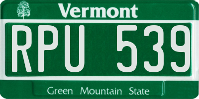 VT license plate RPU539