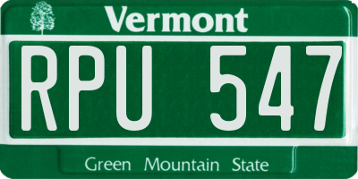 VT license plate RPU547
