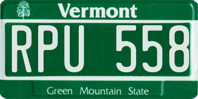 VT license plate RPU558