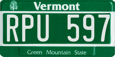 VT license plate RPU597