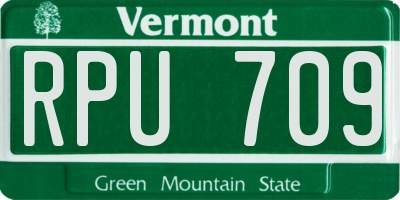 VT license plate RPU709