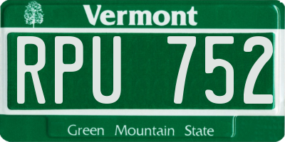 VT license plate RPU752