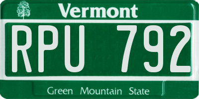 VT license plate RPU792